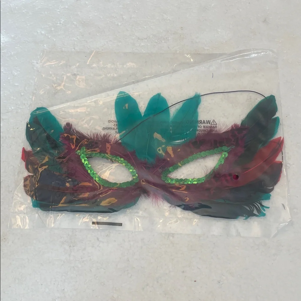 Red Feather sequins Masquerade Mask Halloween cosplay theater costume party new